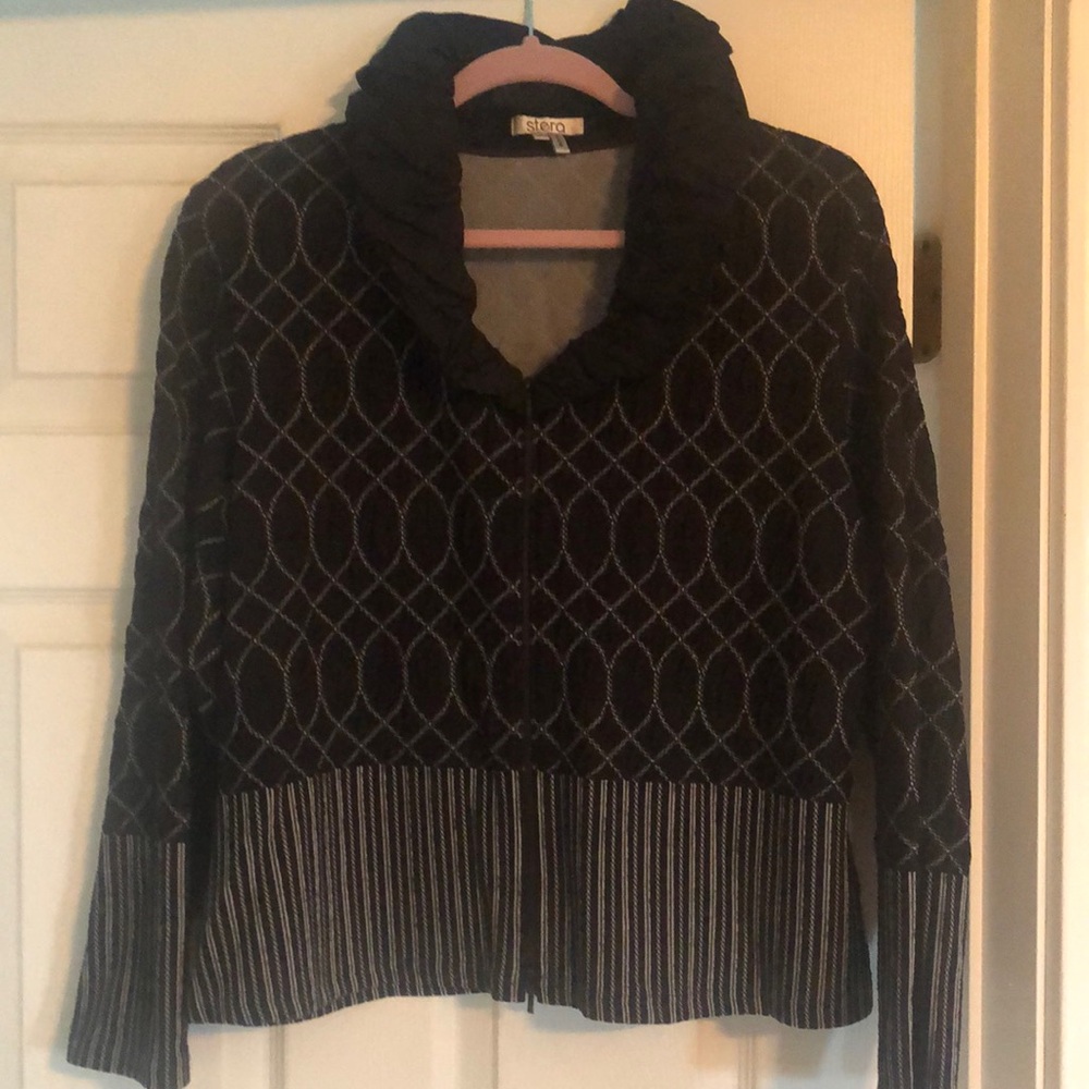 Stera stretch zipped Jacket, ruched collar! XL